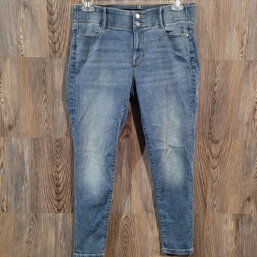 APT 9 Tummy Control Skinny Jeans Size 12 x 27 Speckled Medium Wash Stretch